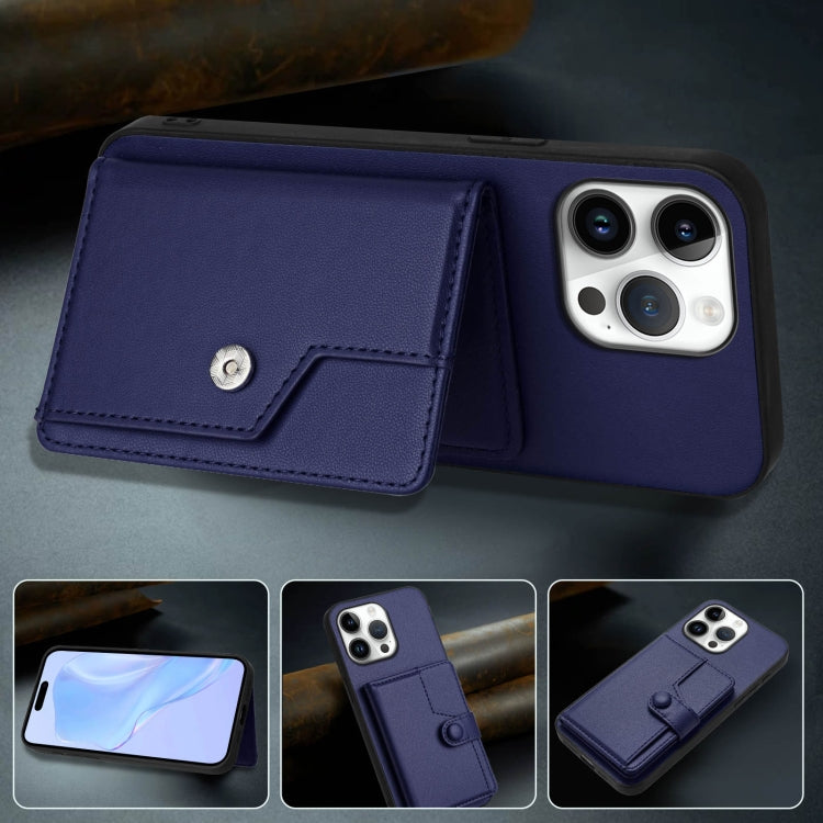 For iPhone 16 Pro Max Button Card Bag RFID Anti-theft Phone Case
