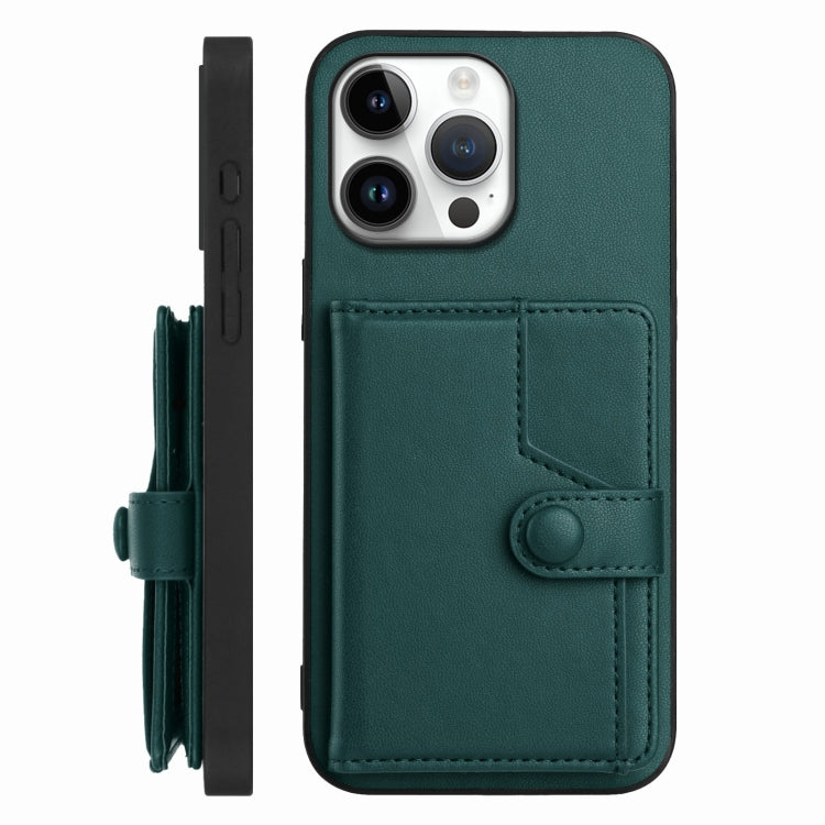 For iPhone 16 Pro Max Button Card Bag RFID Anti-theft Phone Case