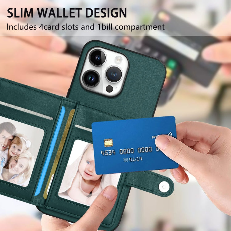 For iPhone 16 Pro Max Button Card Bag RFID Anti-theft Phone Case