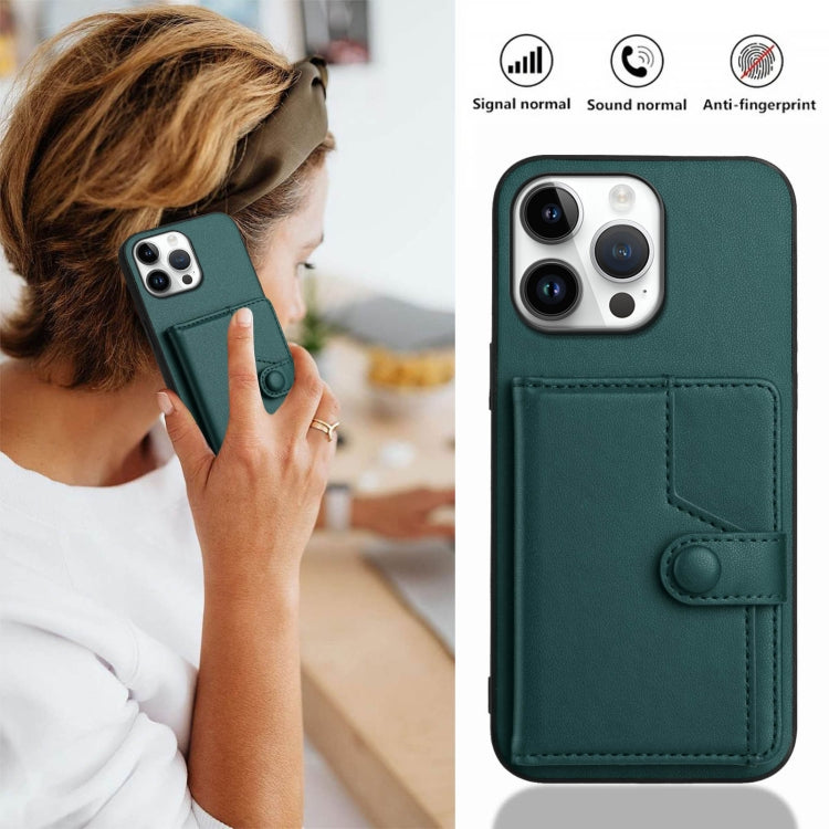 For iPhone 16 Pro Max Button Card Bag RFID Anti-theft Phone Case