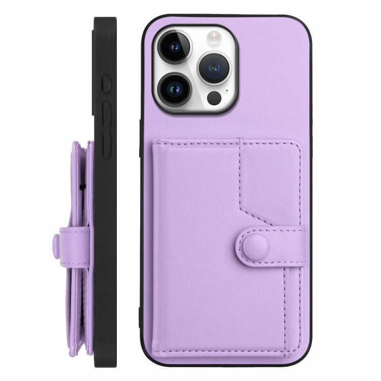 For iPhone 16 Pro Max Button Card Bag RFID Anti-theft Phone Case