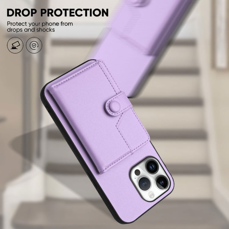 For iPhone 16 Pro Max Button Card Bag RFID Anti-theft Phone Case