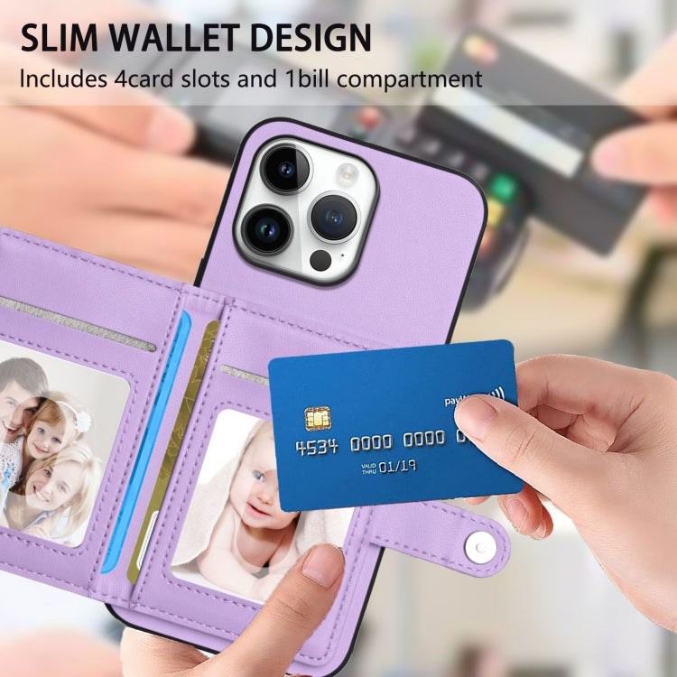 For iPhone 16 Pro Max Button Card Bag RFID Anti-theft Phone Case