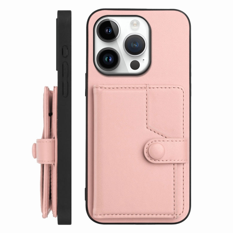 For iPhone 16 Pro Button Card Bag RFID Anti-theft Phone Case