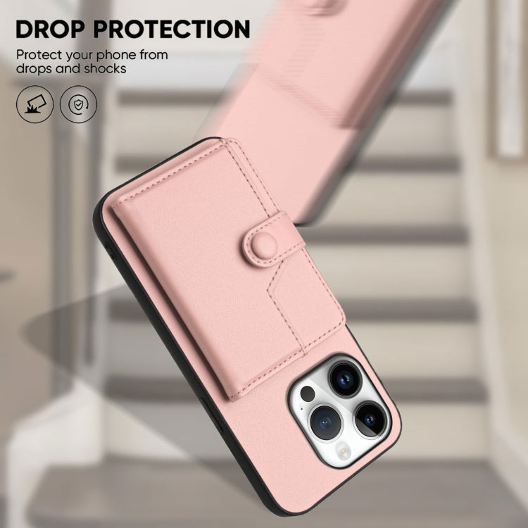 For iPhone 16 Pro Button Card Bag RFID Anti-theft Phone Case