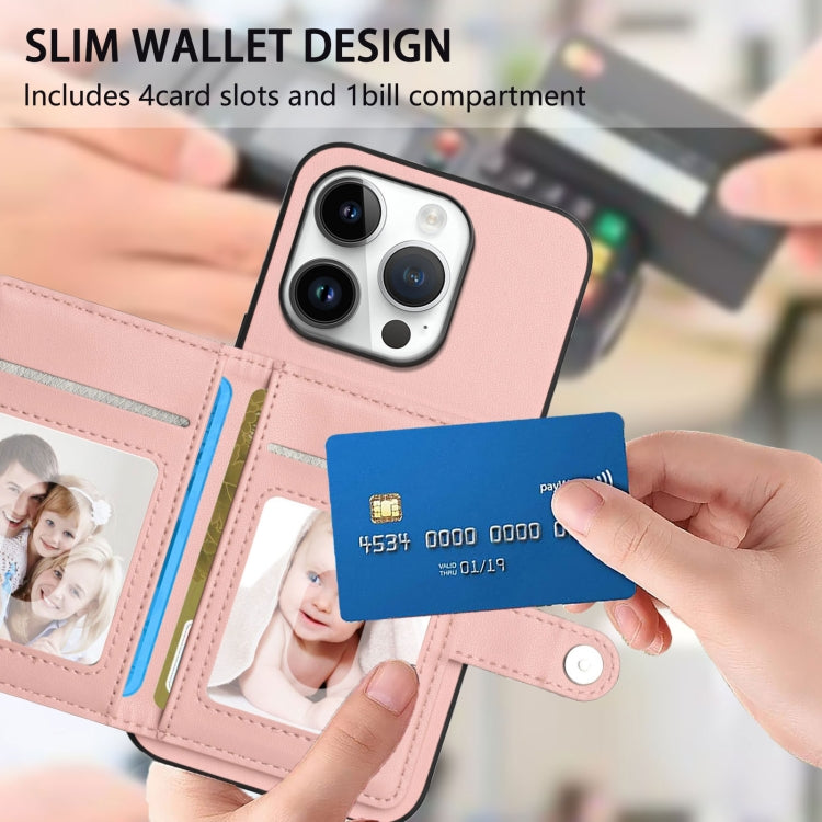 For iPhone 16 Pro Button Card Bag RFID Anti-theft Phone Case