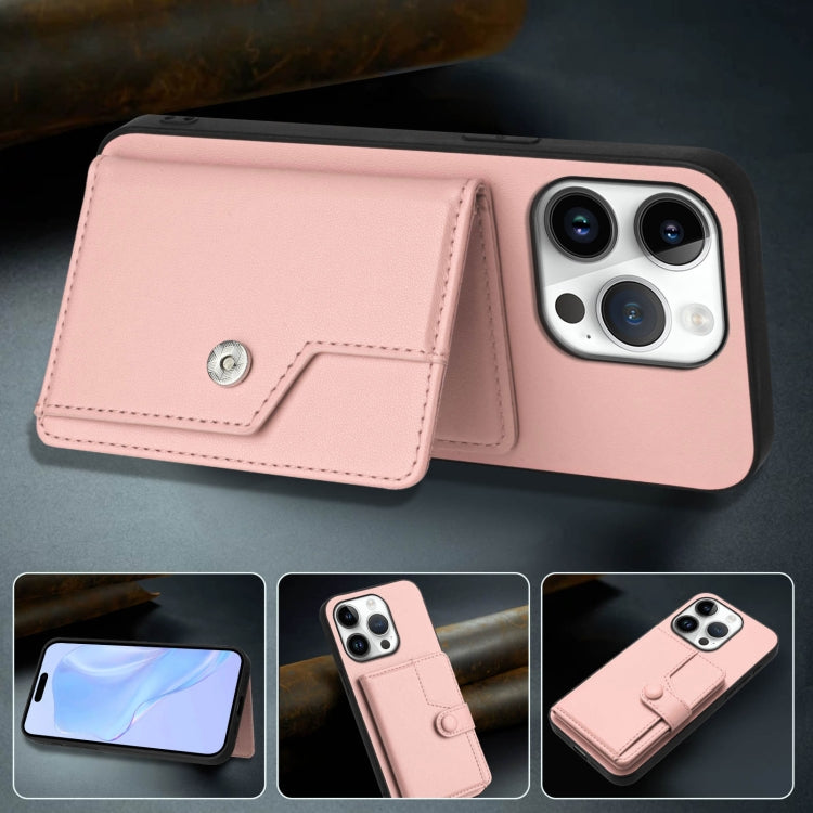 For iPhone 16 Pro Button Card Bag RFID Anti-theft Phone Case