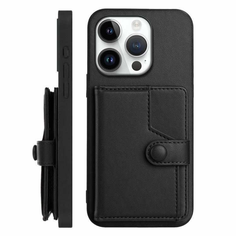 For iPhone 16 Pro Button Card Bag RFID Anti-theft Phone Case