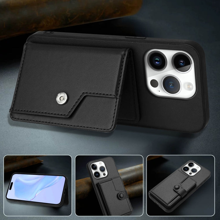 For iPhone 16 Pro Button Card Bag RFID Anti-theft Phone Case