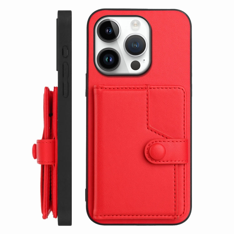 For iPhone 16 Pro Button Card Bag RFID Anti-theft Phone Case