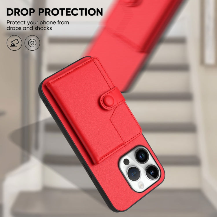 For iPhone 16 Pro Button Card Bag RFID Anti-theft Phone Case
