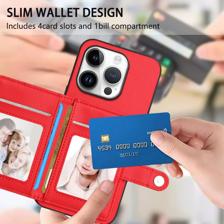 For iPhone 16 Pro Button Card Bag RFID Anti-theft Phone Case