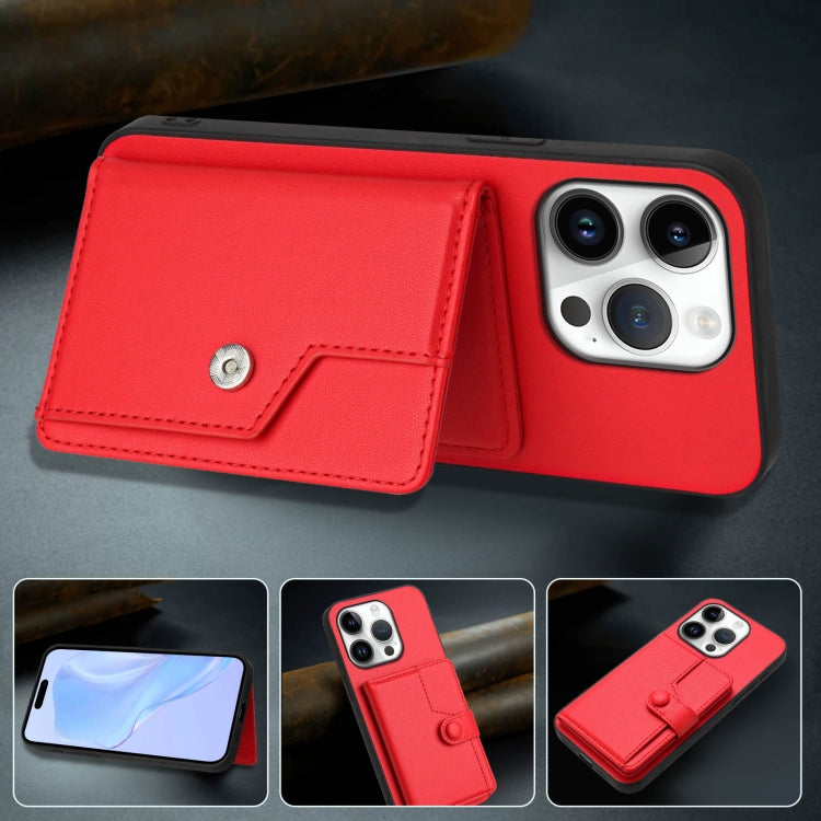 For iPhone 16 Pro Button Card Bag RFID Anti-theft Phone Case