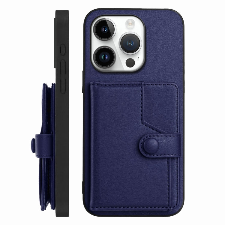 For iPhone 16 Pro Button Card Bag RFID Anti-theft Phone Case