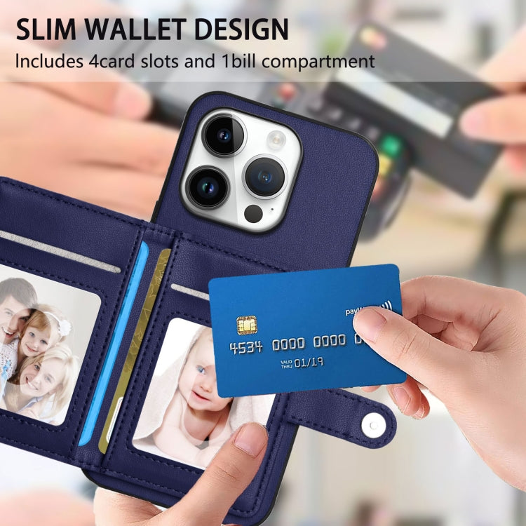 For iPhone 16 Pro Button Card Bag RFID Anti-theft Phone Case