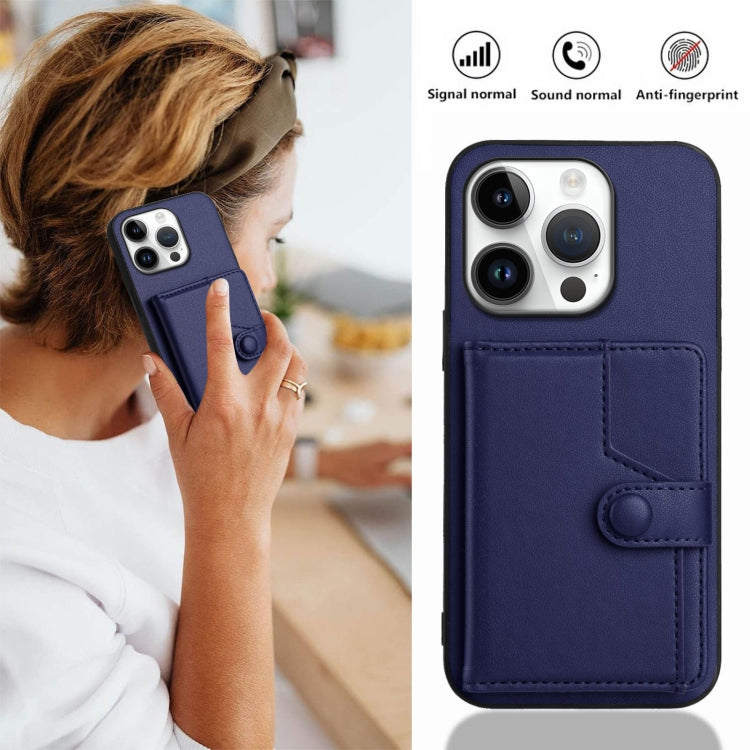 For iPhone 16 Pro Button Card Bag RFID Anti-theft Phone Case
