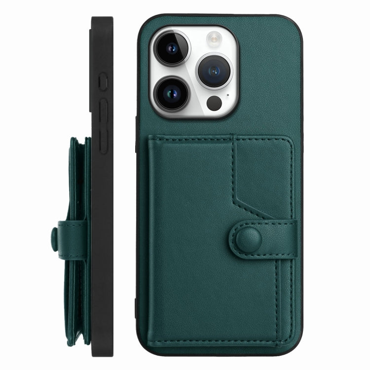 For iPhone 16 Pro Button Card Bag RFID Anti-theft Phone Case