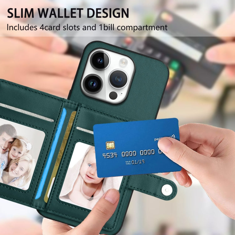 For iPhone 16 Pro Button Card Bag RFID Anti-theft Phone Case