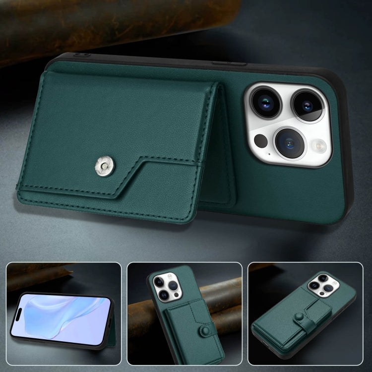 For iPhone 16 Pro Button Card Bag RFID Anti-theft Phone Case