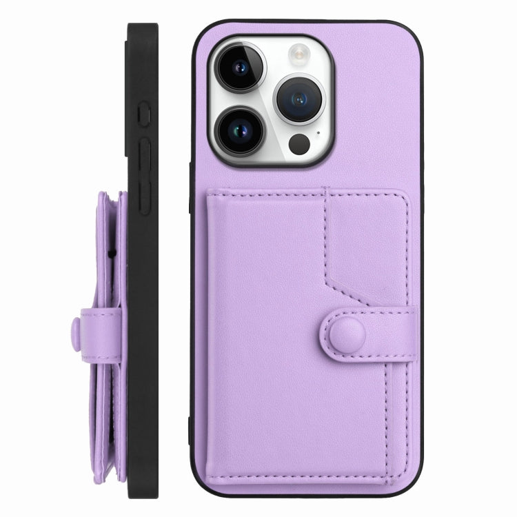 For iPhone 16 Pro Button Card Bag RFID Anti-theft Phone Case