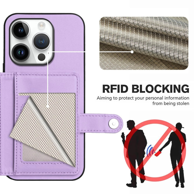 For iPhone 16 Pro Button Card Bag RFID Anti-theft Phone Case