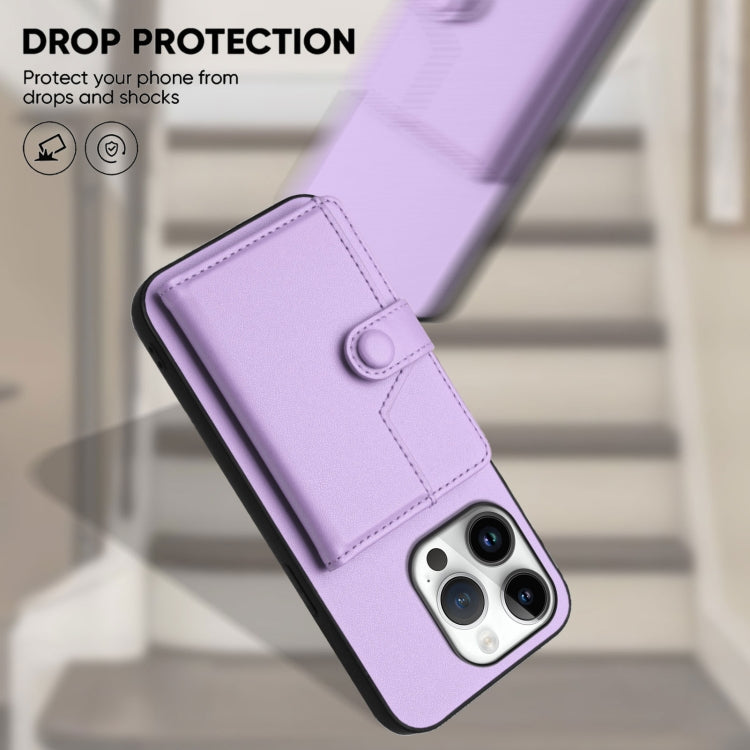For iPhone 16 Pro Button Card Bag RFID Anti-theft Phone Case