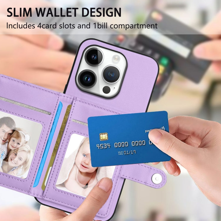 For iPhone 16 Pro Button Card Bag RFID Anti-theft Phone Case