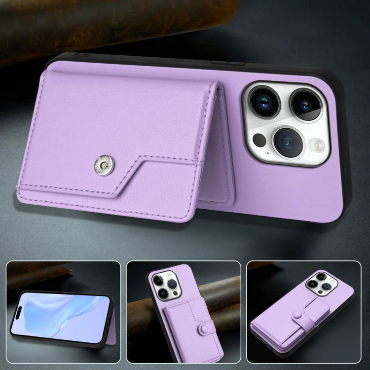 For iPhone 16 Pro Button Card Bag RFID Anti-theft Phone Case