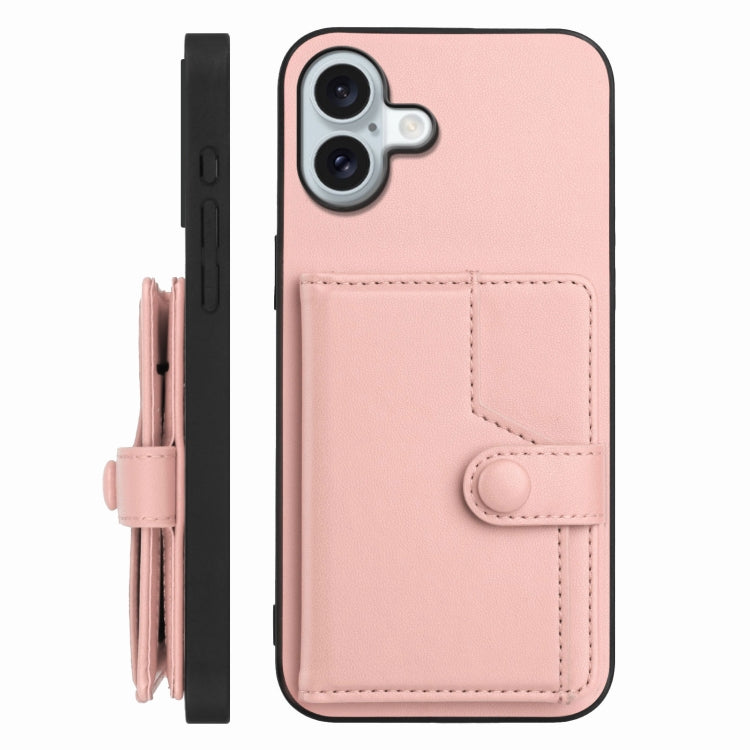 For iPhone 16 Plus Button Card Bag RFID Anti-theft Phone Case