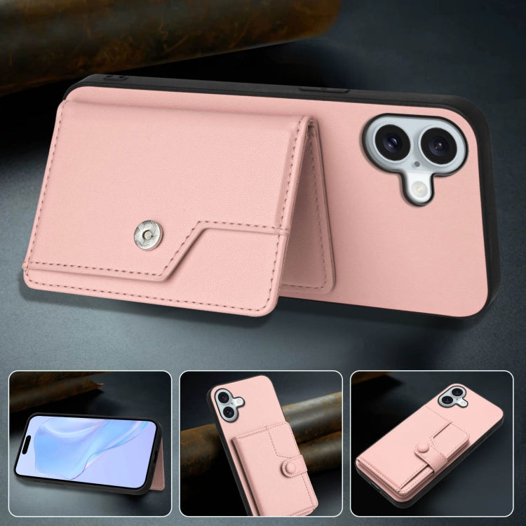 For iPhone 16 Plus Button Card Bag RFID Anti-theft Phone Case