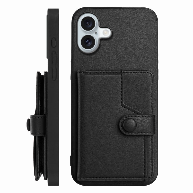 For iPhone 16 Plus Button Card Bag RFID Anti-theft Phone Case
