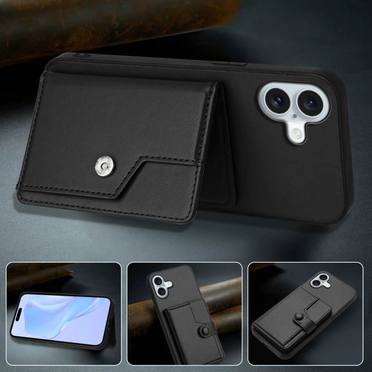 For iPhone 16 Plus Button Card Bag RFID Anti-theft Phone Case