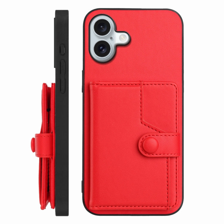 For iPhone 16 Plus Button Card Bag RFID Anti-theft Phone Case