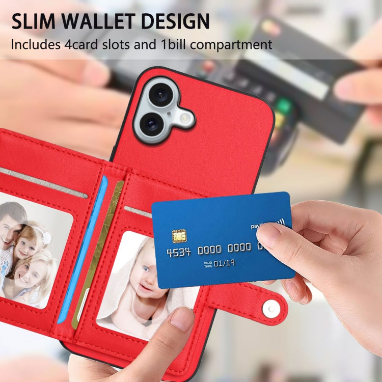 For iPhone 16 Plus Button Card Bag RFID Anti-theft Phone Case