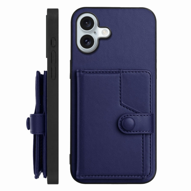 For iPhone 16 Plus Button Card Bag RFID Anti-theft Phone Case