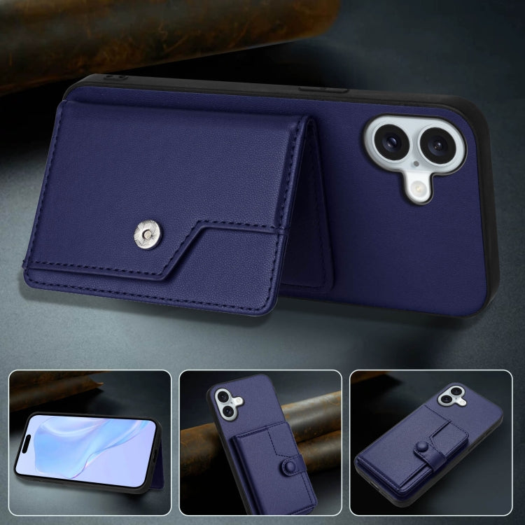 For iPhone 16 Plus Button Card Bag RFID Anti-theft Phone Case