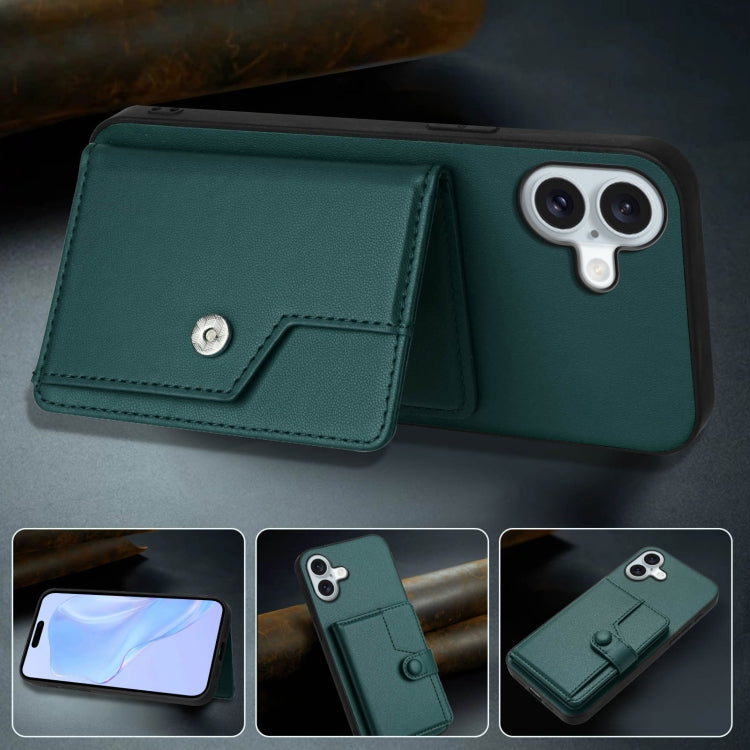 For iPhone 16 Plus Button Card Bag RFID Anti-theft Phone Case