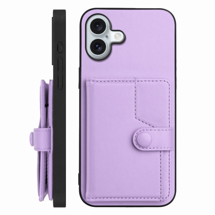 For iPhone 16 Plus Button Card Bag RFID Anti-theft Phone Case