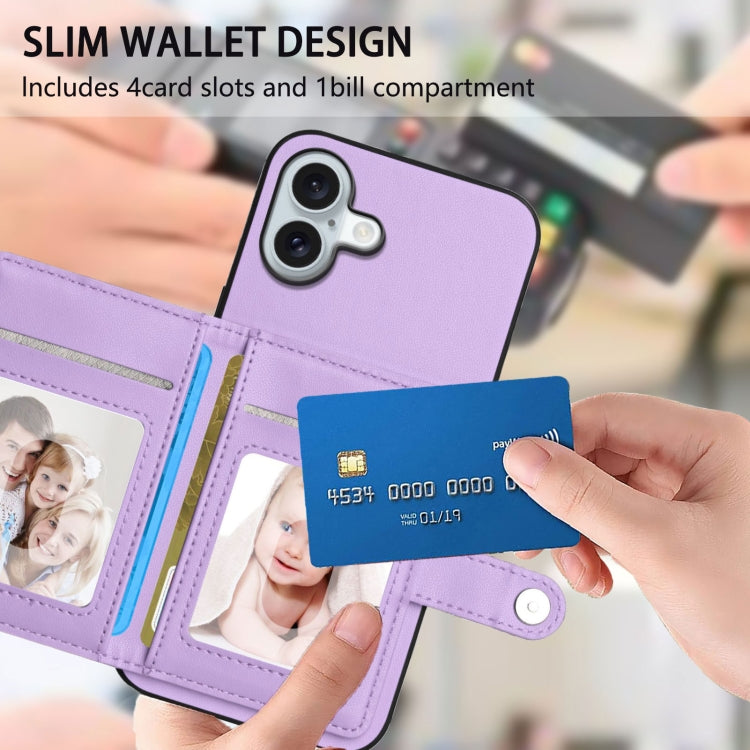 For iPhone 16 Plus Button Card Bag RFID Anti-theft Phone Case