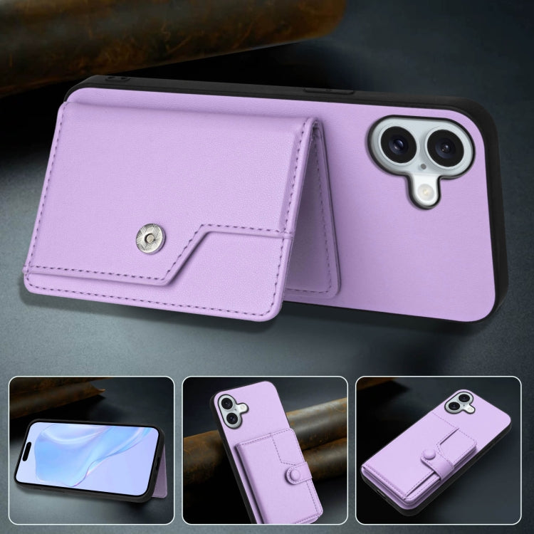 For iPhone 16 Plus Button Card Bag RFID Anti-theft Phone Case