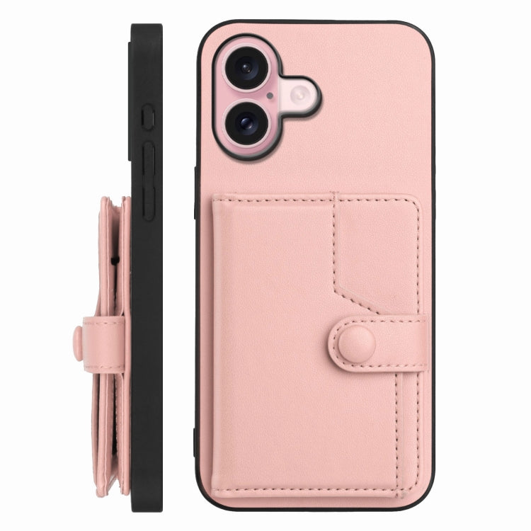 For iPhone 16 Button Card Bag RFID Anti-theft Phone Case