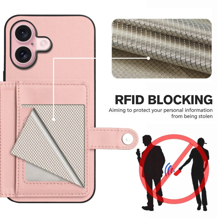 For iPhone 16 Button Card Bag RFID Anti-theft Phone Case