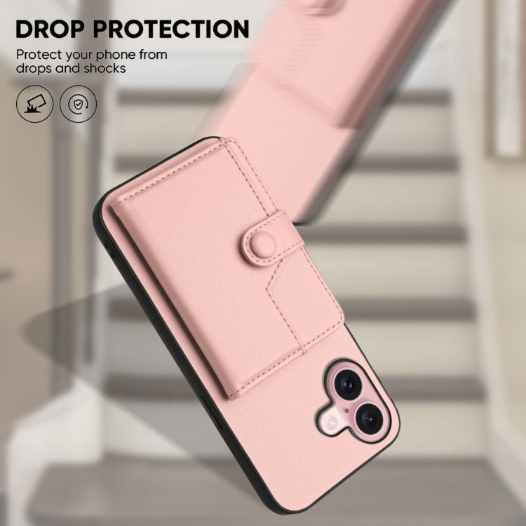 For iPhone 16 Button Card Bag RFID Anti-theft Phone Case