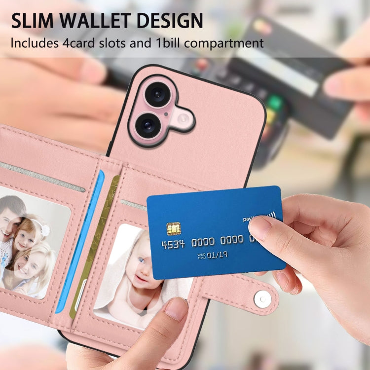 For iPhone 16 Button Card Bag RFID Anti-theft Phone Case