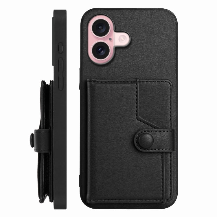 For iPhone 16 Button Card Bag RFID Anti-theft Phone Case