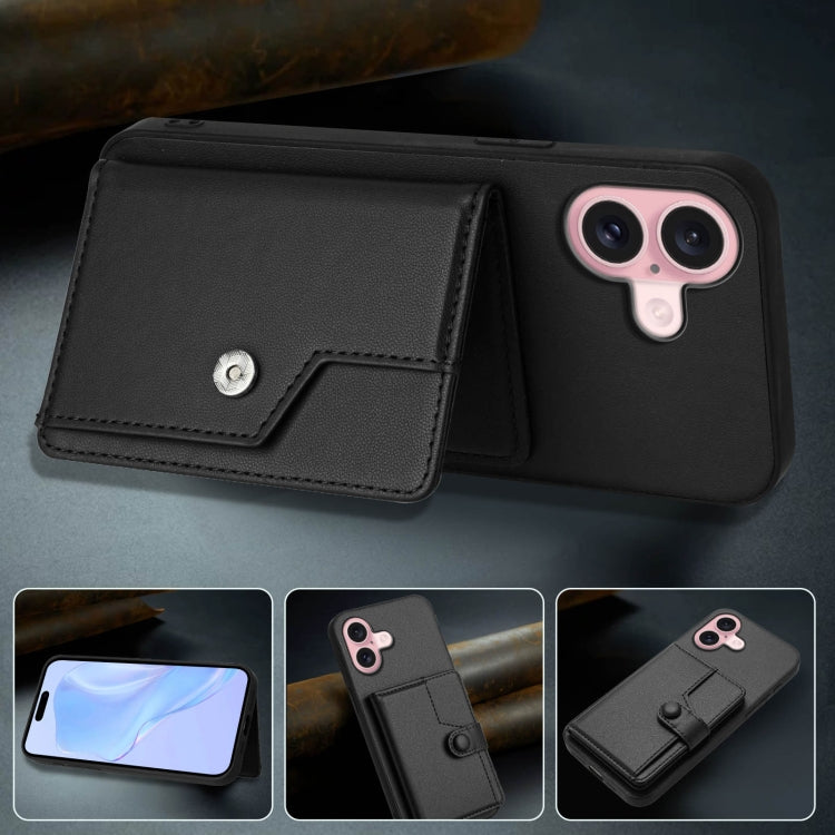 For iPhone 16 Button Card Bag RFID Anti-theft Phone Case