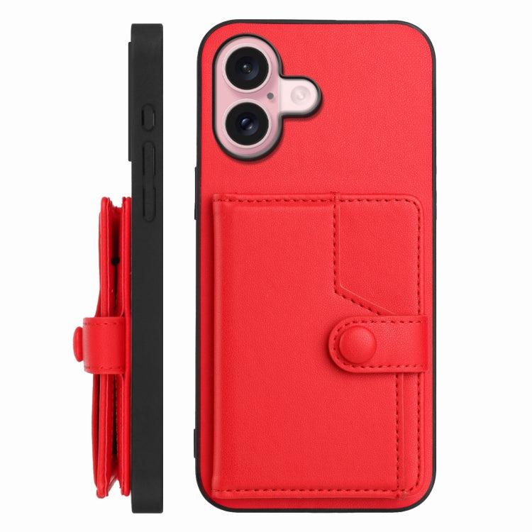 For iPhone 16 Button Card Bag RFID Anti-theft Phone Case
