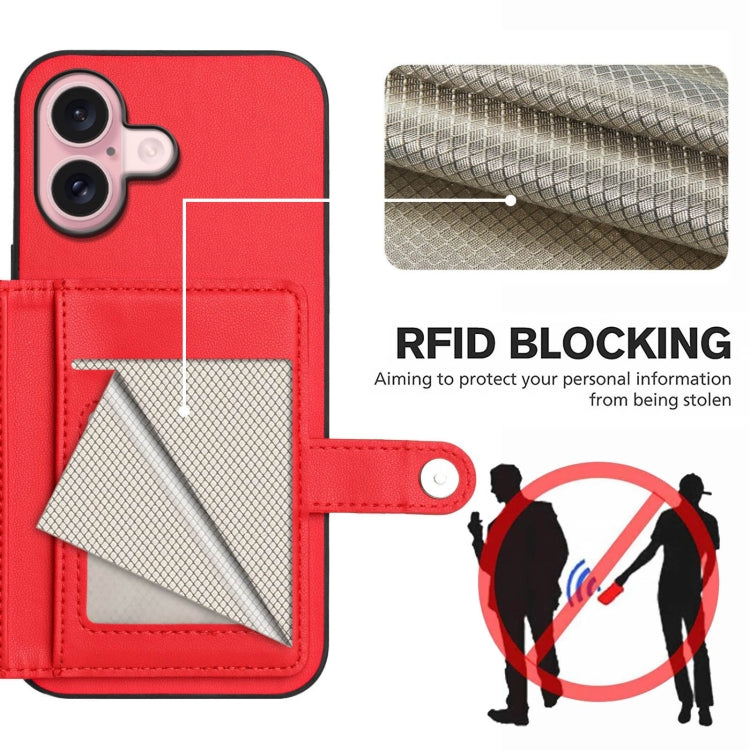 For iPhone 16 Button Card Bag RFID Anti-theft Phone Case