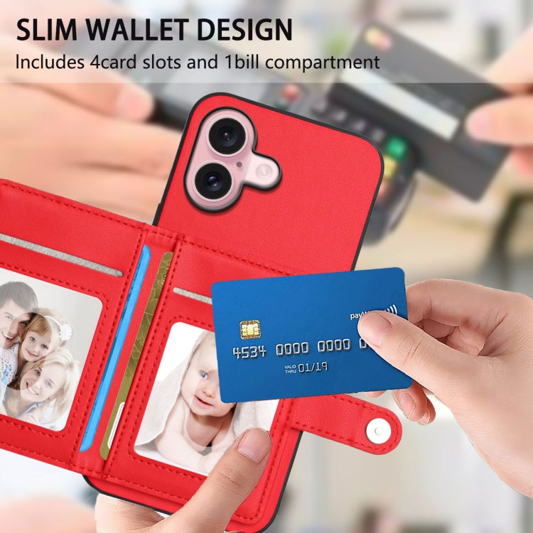 For iPhone 16 Button Card Bag RFID Anti-theft Phone Case