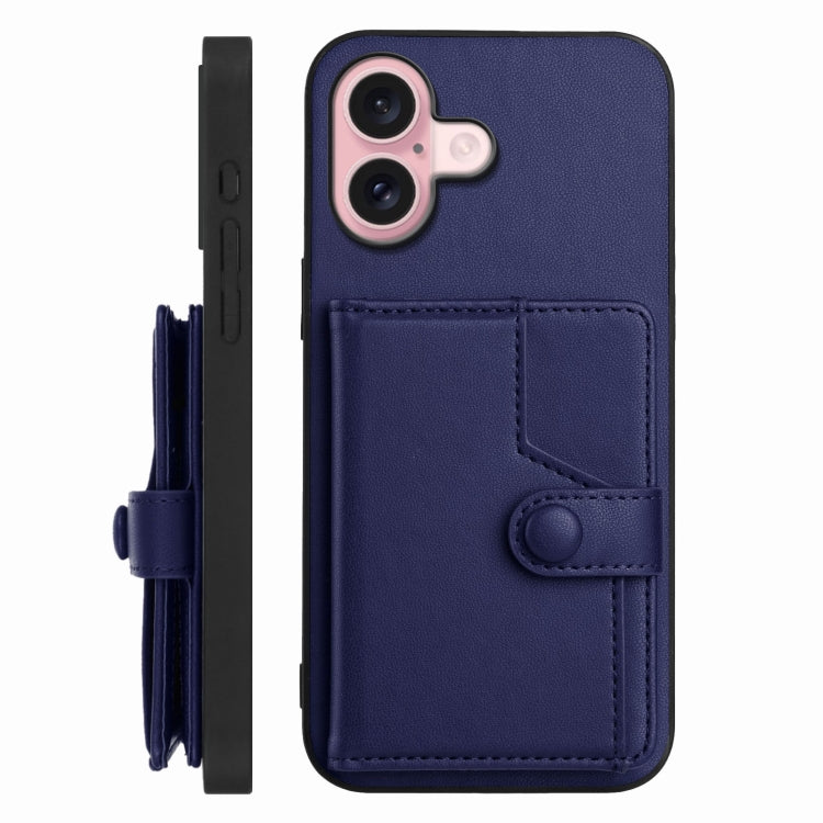For iPhone 16 Button Card Bag RFID Anti-theft Phone Case